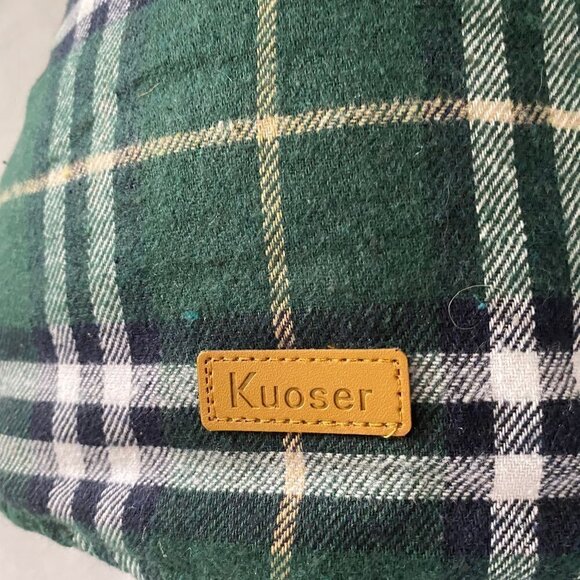 Pet Reversible Dark Green Plaid & Black Quilted Winter Coat - Picture 7 of 11